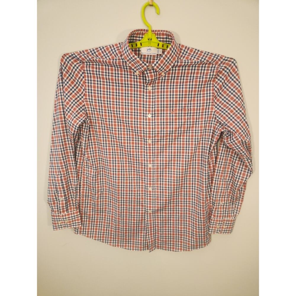 Southern Tide Shirt Mens Large Red Plaid Long Sleeve Preppy Summer Business